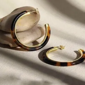 Luxury brass jewelry leopard tortoiseshell exaggerated hoops