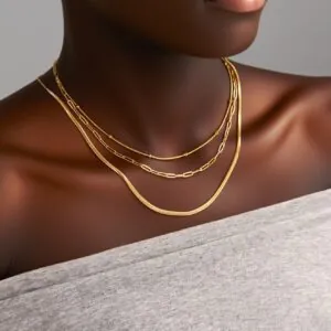 Fashionable brass jewelry gold plated snake chain necklace