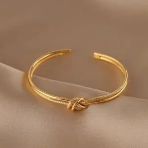 Brass jewelry double knot adjustable elegant gift.
