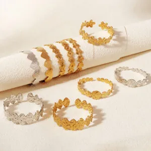 Vintage brass jewelry women leaf flower geometric bracelet