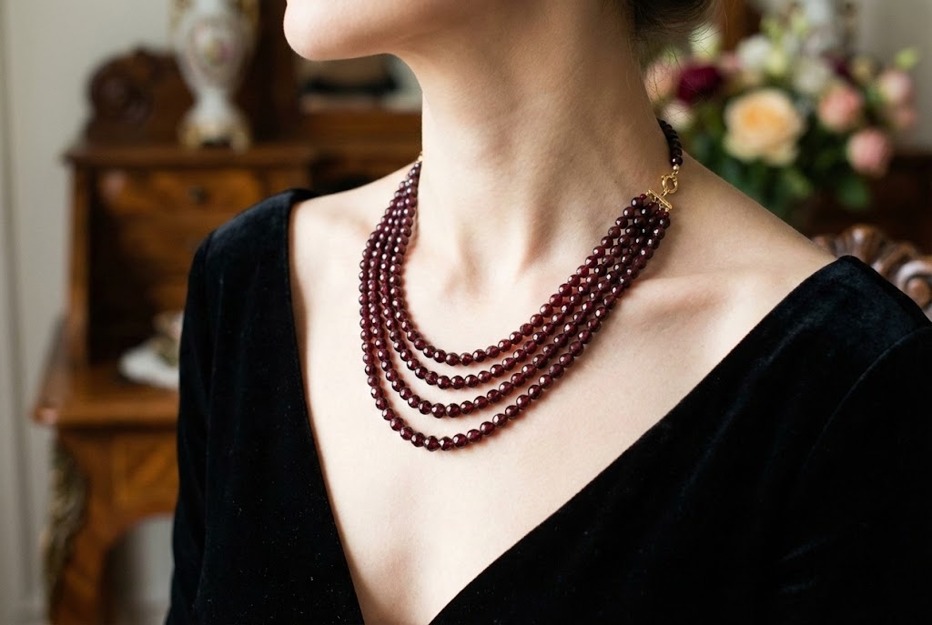 garnet bead necklace